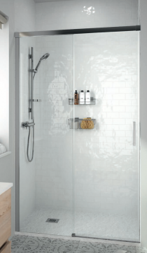 MAMPARA DUCHA FRONTAL Y ANGULAR. 1 PUERTA 1 CORREDERA COPENHAGUE