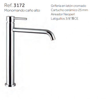 GRIFO CAÑO ALTO DE LAVABO  SIRIO 3172 GME
