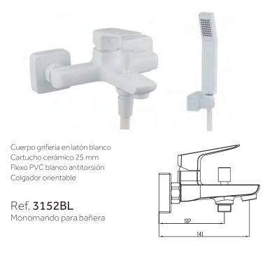 GRIFO BLANCO DE BAÑERA  MARRIOT 3152BL  GME 