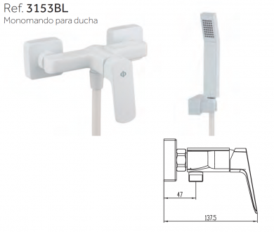 GRIFO BLANCO DE DUCHA  MARRIOT 3153BL  GME 