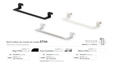  BARRA TOALLERO DE COSTADO DE MUEBLE  ETNA  10418