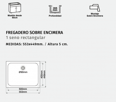 fregadero de cocina

fregadero sobre encimera

fregadero Dion Syan

fregadero 1 seno

fregadero rectangular