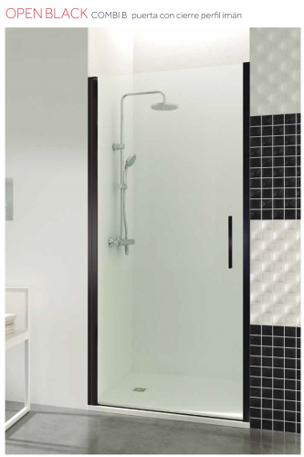 OPEN BLACK COMBI B. MAMPARA DUCHA ABATIBLE CON CIERRE PERFIL IMAN GME