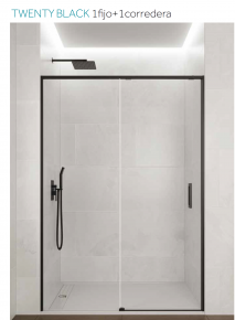 MAMPARA EN NEGRO MATE FIJO Y CORREDERA TWENTY BLACK GME