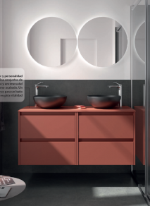 MUEBLE DE BA&Ntilde;O 2 CAJONES NOJA CON TAPA Y LAVABO SOBRE ENCIMERA. SALGAR