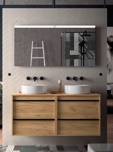 mueble de baño suspendido

mueble de baño Attila Salgar

mueble baño 2 cajones

mueble baño con lavabo y espejo

mueble baño con luz LED