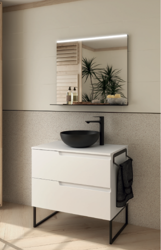 Mueble de baño con encimera y lavabo sobre encimera. Vima. Salgar