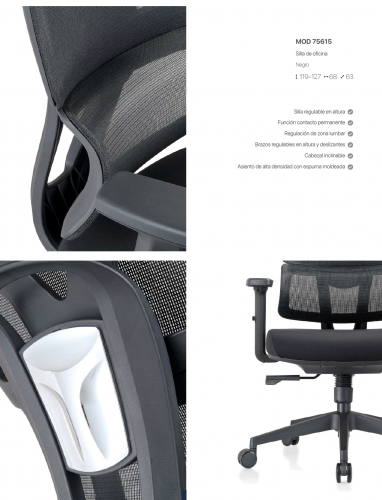 SILLA DE OFICINA COLOR NEGRO 75615 HISPANOHOGAR NOVEDAD