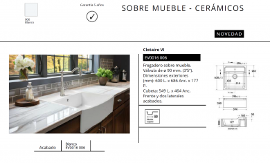 FREGADERO UNA CUBETA MODELO CLOTAIRE LUISINA NOVEDAD 