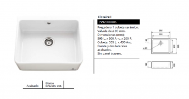 FREGADERO SOBRE MUEBLE DE CERÁMICA CHAMBORD CLOTAIRE I