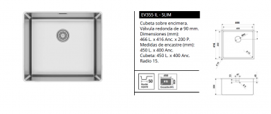 LUISINA FREGADERO SOBRE ENCIMERA MODELO J A V A S L I M NOVEDAD