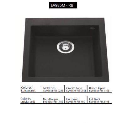 FREGADERO DE GRANITO  QUADRILLE LUISIGRANIT EV985M - RB LUISINA