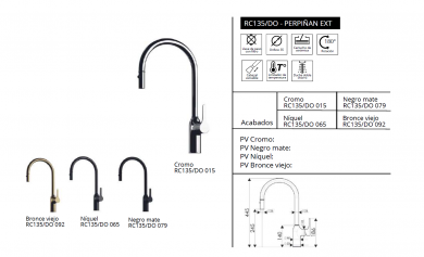 LUISINA GRIFO DE COCINA EXTAIBLE MODELO PERPIÑAN EXT NOVEDAD RC135/DO