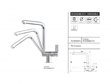 LUISINA GRIFO COCINA ABATIBLE MODELO RCD36/BB 015 - GRENOBLE