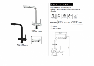 LUISINA GRIFO DE COCINA EXTRAIBLE CON DOS SALIDAS MODELO ALSACIA NOVEDAD