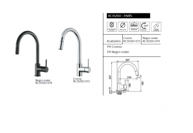 GRIFO COCINA EXTAIBLE RC35/DO - PARÍS LUISINA NOVEDAD