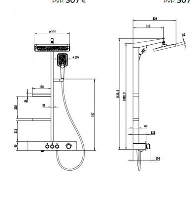 COLUMNA DE DUCHA CON REPISA TAMMY. DUPLACH