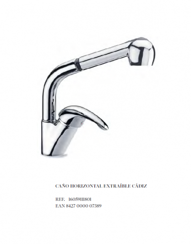 GRIFO DE COCINA CAÑO HORIZONTAL EXTRAÍBLE CÁDIZ AQUAHOME 