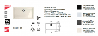 FREGADERO MODELO KUBUS KXK 110-71  BAJO ENCIMERA FRANKE NUEVO 