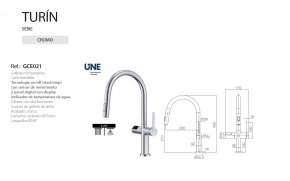 IMEX GRIFO DE COCINA MONOMANDO EXTRAIBLE CROMADO SERIE TURIN GCE021 EN STOCK