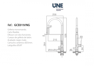 IMEX GRIFO DE COCINA MONOMANDO EXTRAIBLE NEGRO MATE SERIE MENORCA   EN STOCK