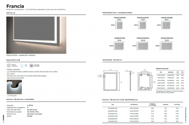 Espejo de baño con luz LED Francia Ledimex