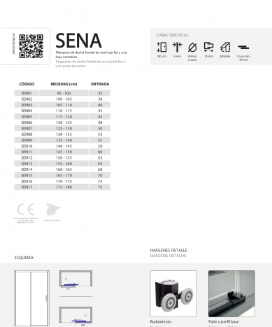MAMPARA FRONTAL 1 FIJO+1 CORREDERA SENA. DOCCIA EN STOCK