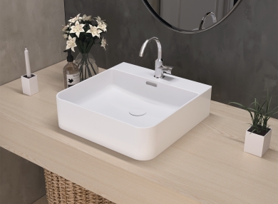 Lavabo de cerámica sobre encimera eume Brillo – Decorativo | Art&Bath