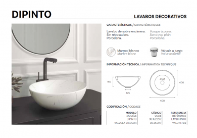Lavabo sobre encimera modelo Dipitino – Art & Bath | Nuevo en stock