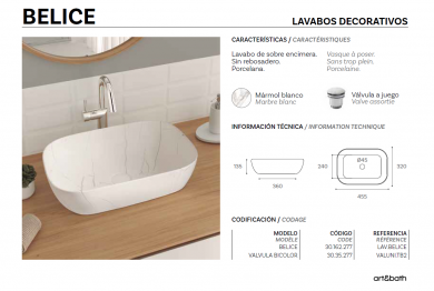 lavabo sobre encimera 45,5x32x13,5 cm

lavabo de mármol blanco con calca cerámica

lavabo elegante para baño moderno

lavabo con seno centrado sin rebosadero

lavabo de diseño contemporáneo para baño
comprar lavabo sobre encimera

lavabo moderno de porcelana precio

lavabo Belice en stock

lavabo Art & Bath envío rápido

lavabo de alta calidad para bañ
