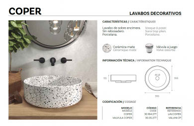 Lavabo sobre encimera modelo Coper – Art & Bath | Nuevo en stock