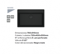 Fregadero Franke Maris MRG-610-72-TL Black Collection 1 Cubeta