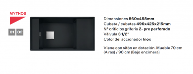 fregadero Franke Fresno FSG 611-88 1 cubeta escurridor reversible automático 70 cm