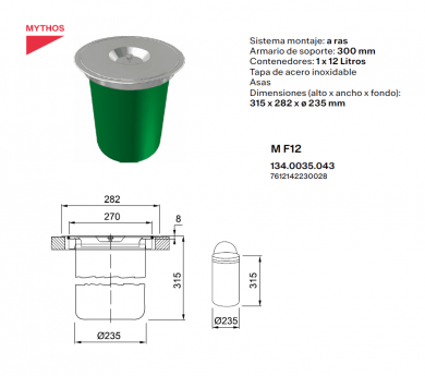Cubo de Basura Encastrable para Encimera Franke M F12 12L
