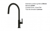 Grifo de Cocina Franke Maris Slim J Pull-Out Negro Mate Extra&iacute;ble