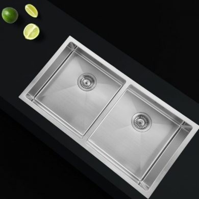 fregadero rectangular de dos senos en acero inoxidable