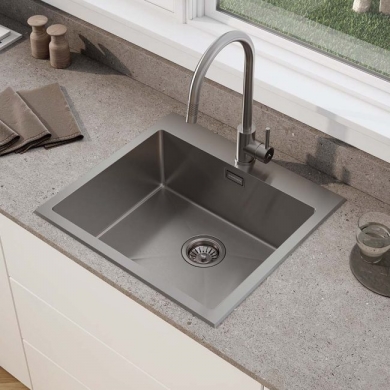 Fregadero premium de acero inoxidable cepillado Cuarzo 1 cubeta