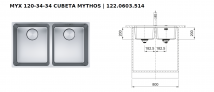 FREGADERO BAJO ENCIMERA FRANKE DOS CUBETAS MYTHHOS MYX-120-34-34