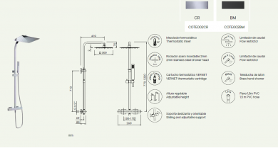 Columna de Ducha Termostática CUBO – Sanycces